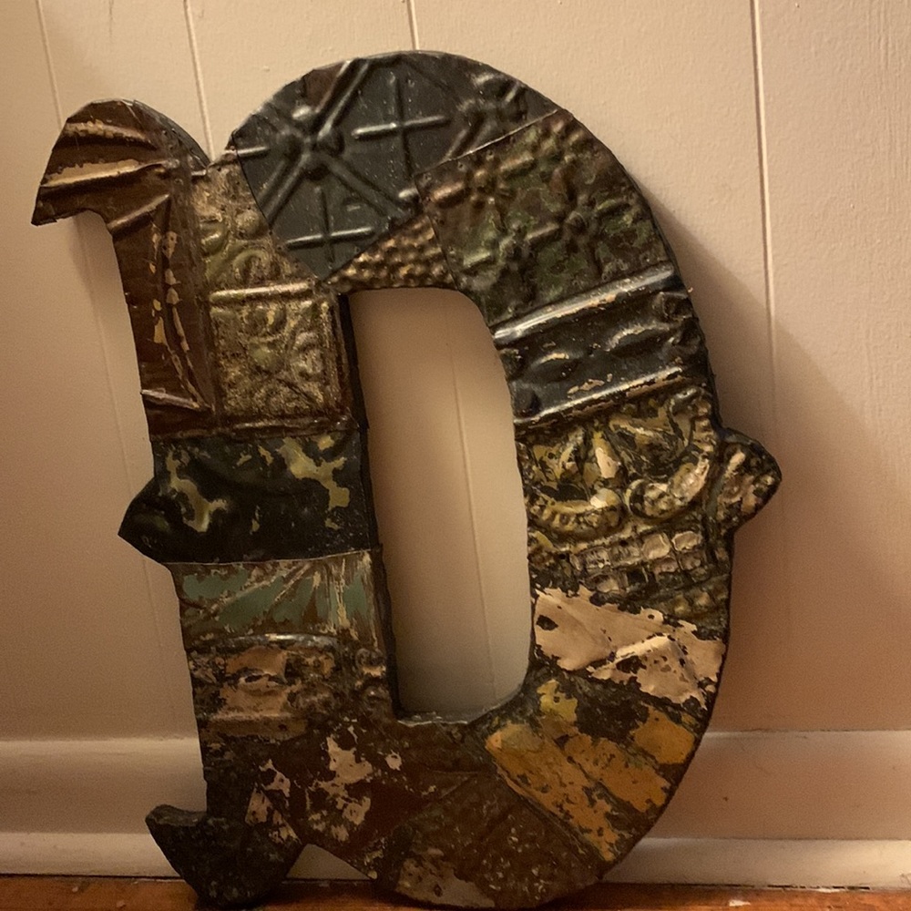Wall Decor. Letter D  or can be used as a lower case a. Boho style look. 20x16